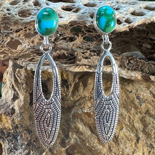 Sonoran Gold & Sterling Silver Dangle Earrings with Stamped Overlay by Elgin Tom