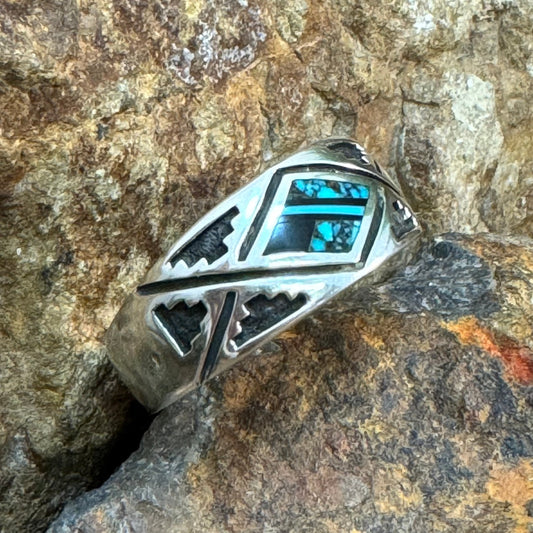 David Rosales Shadow Peak Inlaid Sterling Silver Ring
