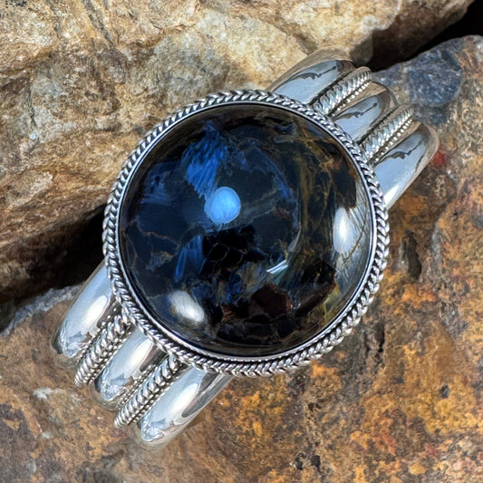 Round Pietersite Cuff Bracelet by Artie Yellowhorse