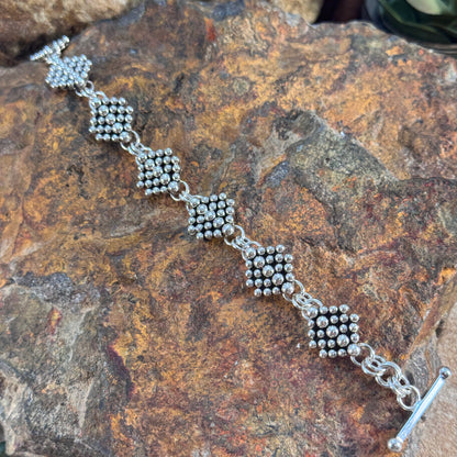 Sterling Silver Dots Diamond Shape Link Bracelet by Artie Yellowhorse