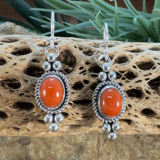 Red Mediterranean Coral Earrings by Artie Yellowhorse