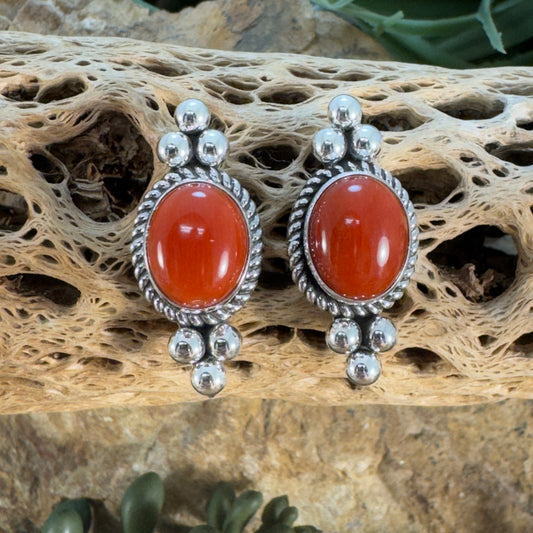Red Mediterranean Coral Earrings by Artie Yellowhorse