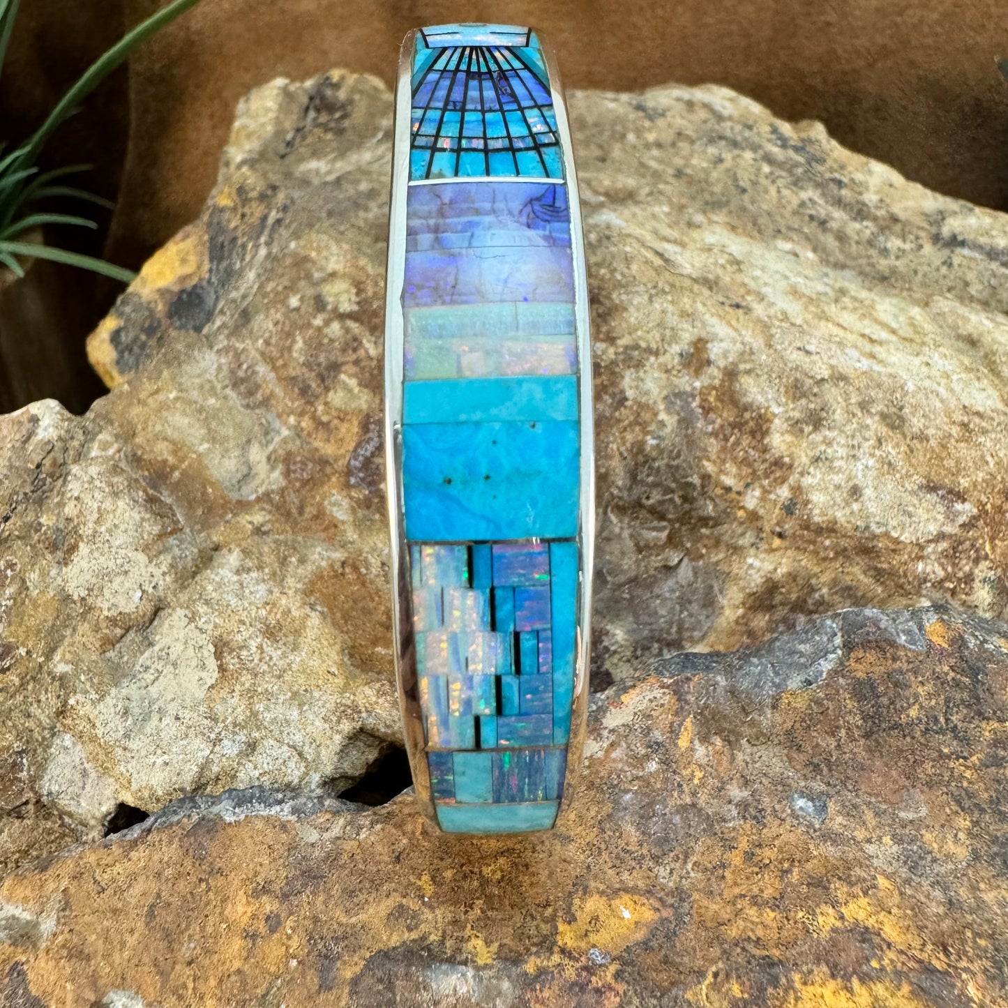 David Rosales Stardust Inlaid Sterling Silver Bracelet