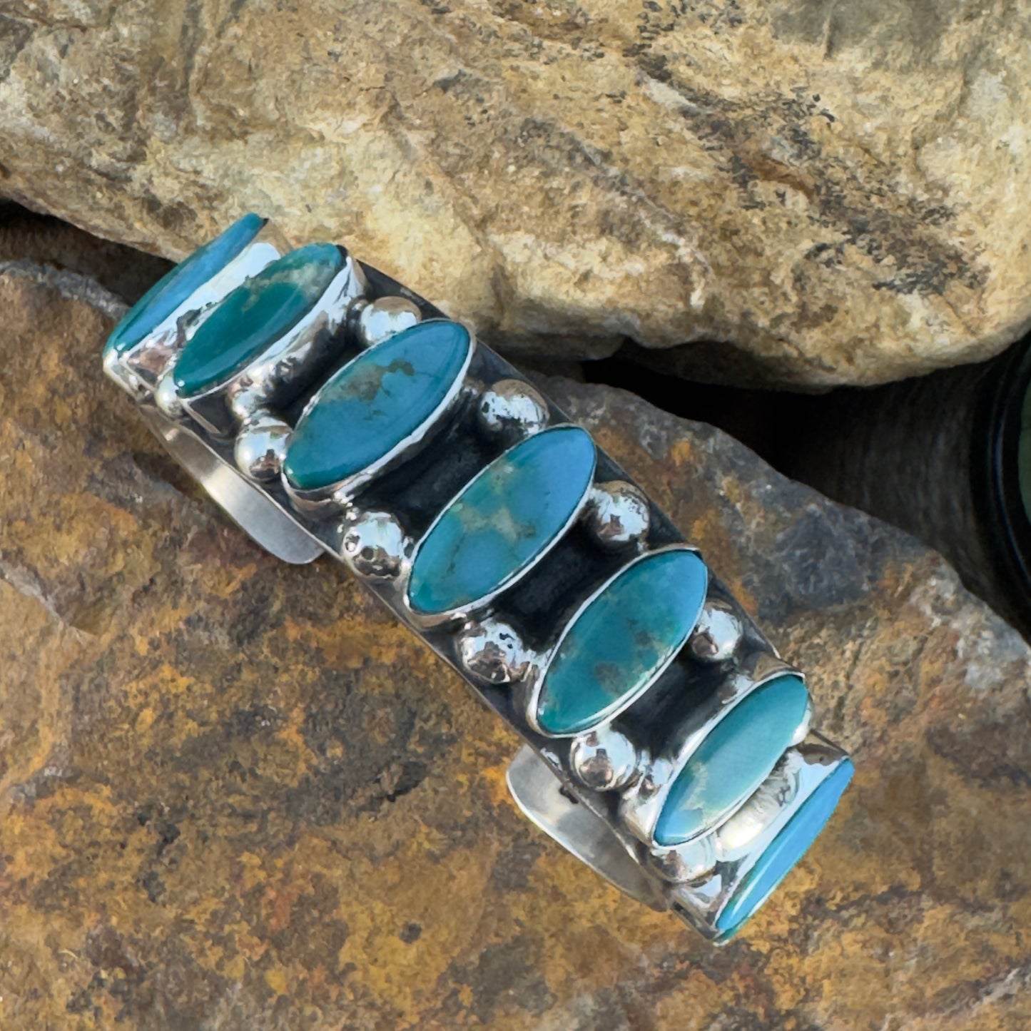 Natural Kingman Turquoise Cuff Bracelet by Billy Jaramillo
