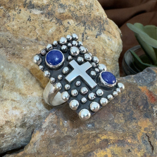 Lapis Lazuli Million Drops Sterling Silver Ring by Ray Coriz