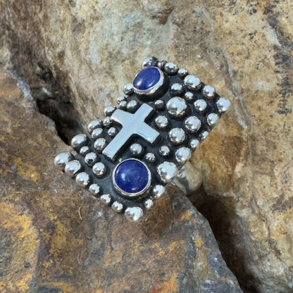 Lapis Lazuli Million Drops Sterling Silver Ring by Ray Coriz