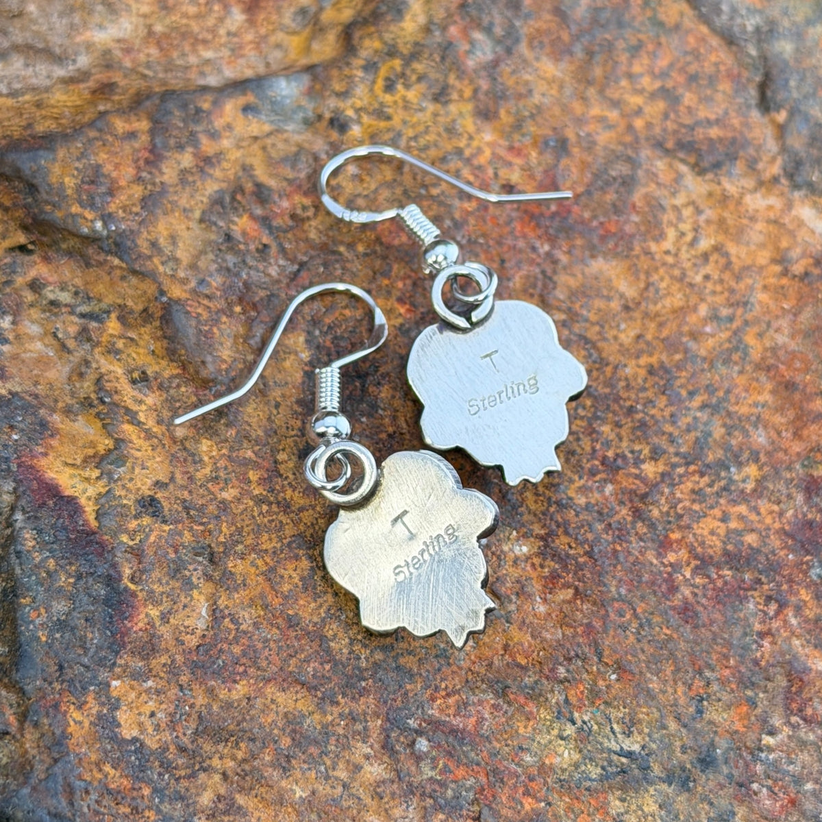 Sterling Silver Red Coral Dangle Earrings by Mary Tso