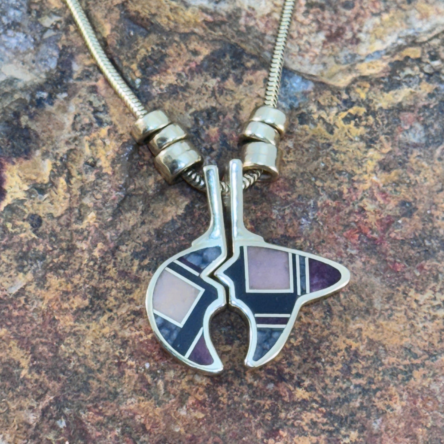 Ray Tracey Knifewing 14k Gold Double-Sided Bear Pendant