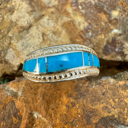 David Rosales Arizona Blue Inlaid Sterling Silver Ring