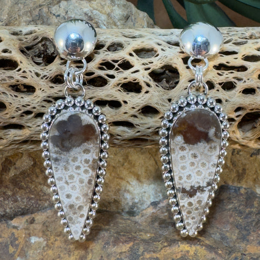 Fossil Coral Drop Earrings by Artie Yellowhorse
