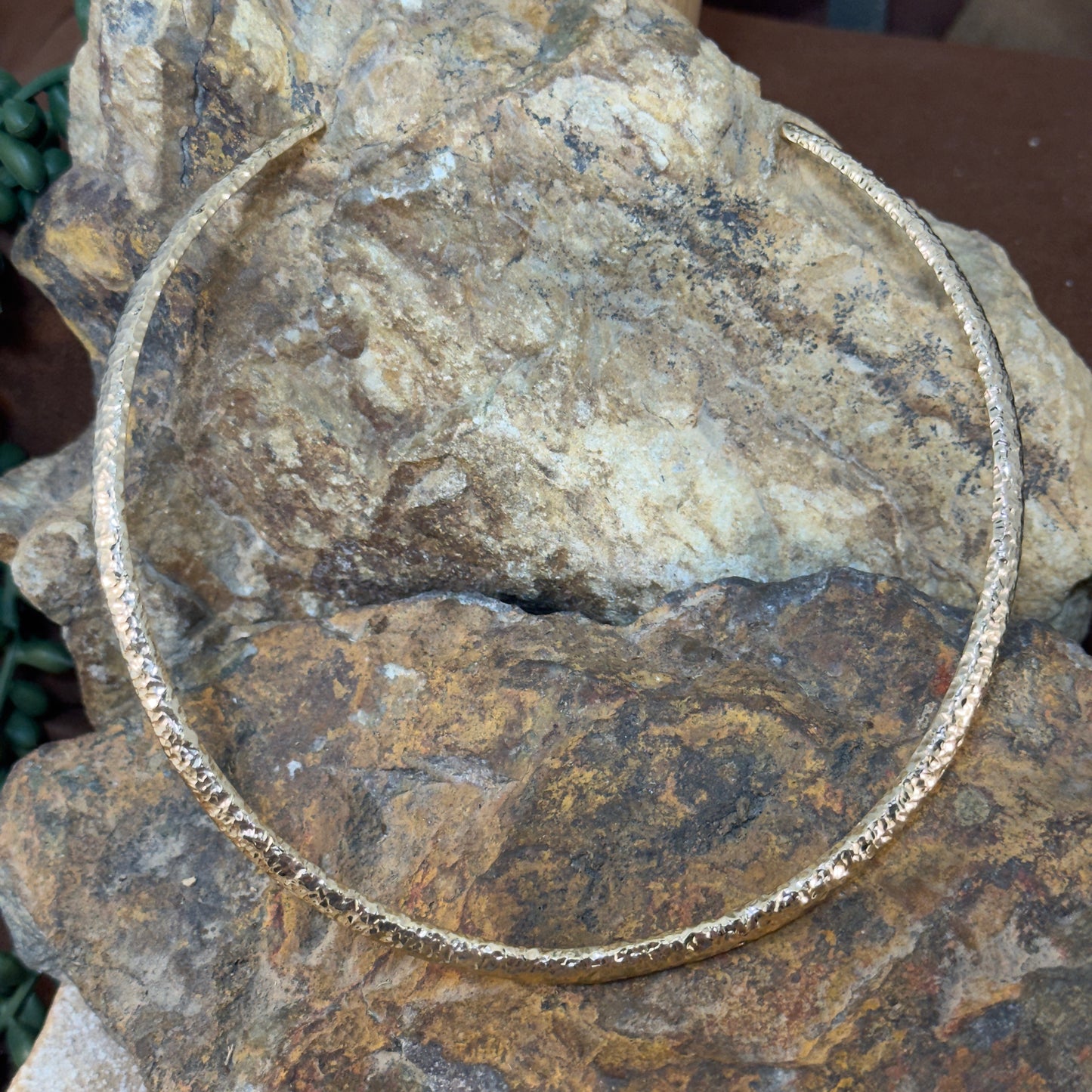 14K Gold Plated Collar Hammered Necklace by Artie Yellowhorse