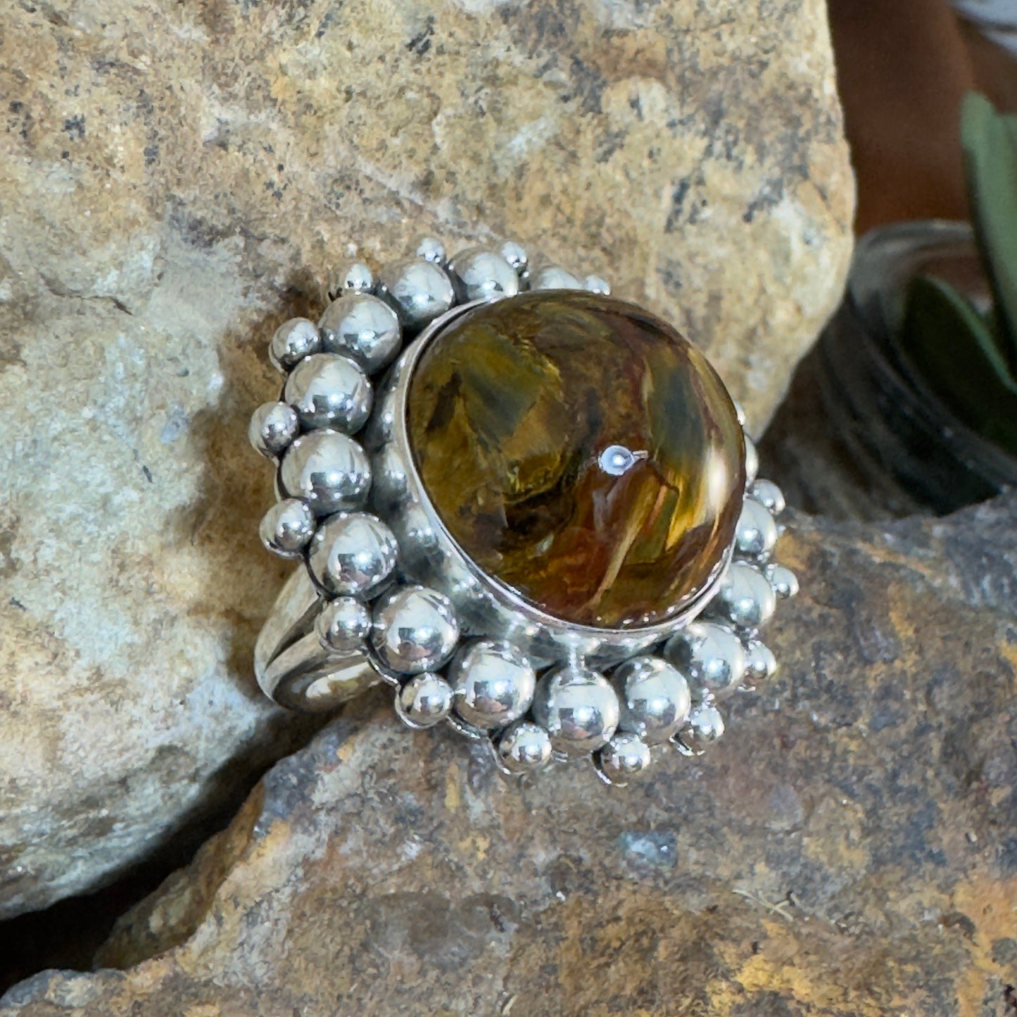 Pietersite Sterling Silver Ring by Artie Yellowhorse