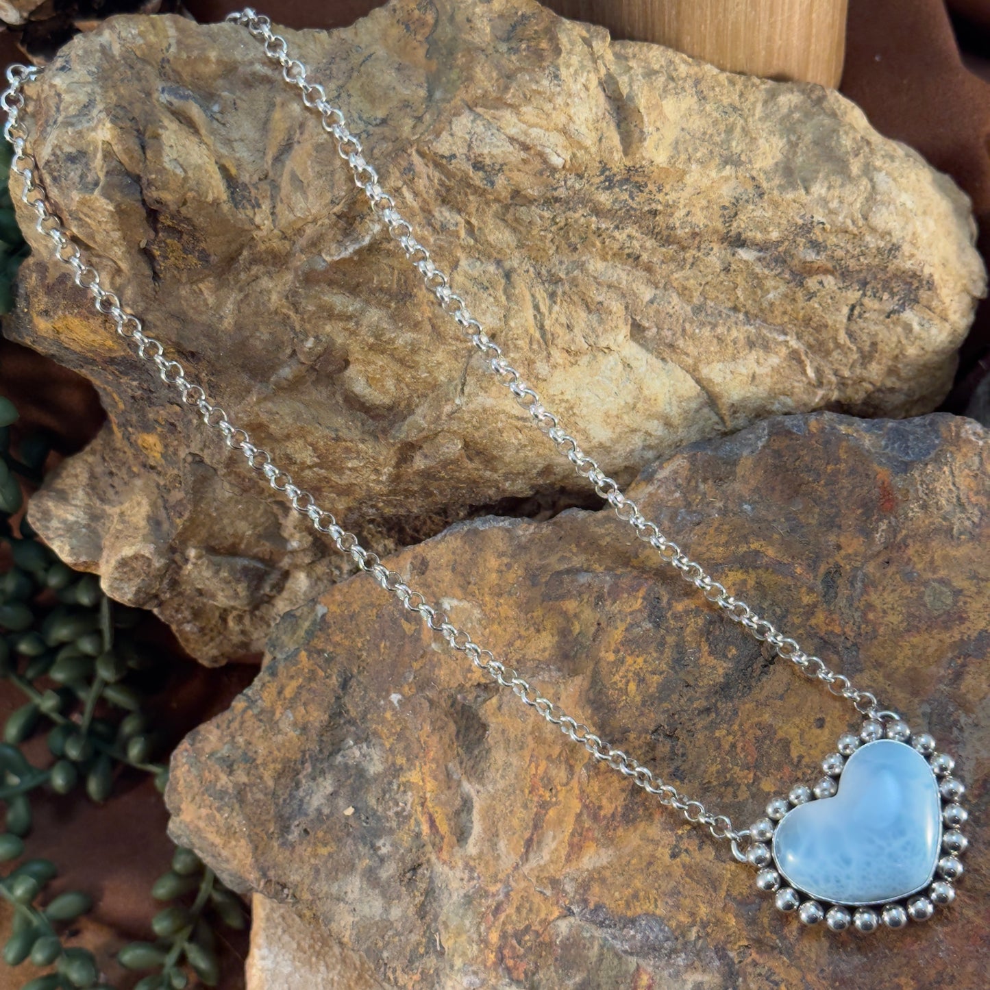 Larimar Heart Necklace by Artie Yellowhorse