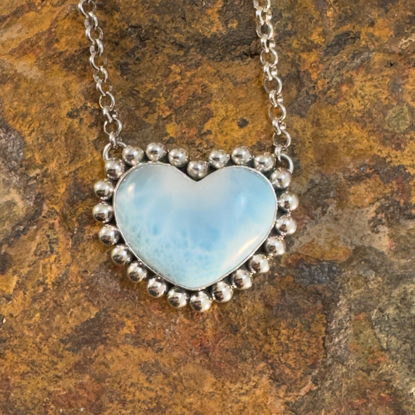 Larimar Heart Necklace by Artie Yellowhorse