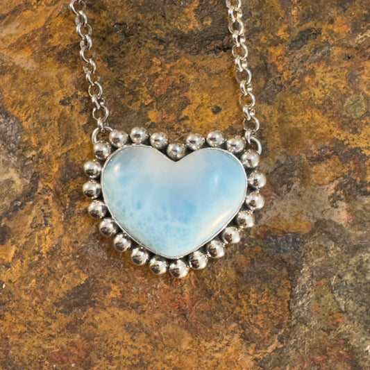 Larimar Heart Necklace by Artie Yellowhorse