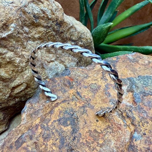 Sterling Silver Braided Rope Cuff by Verna Tahe