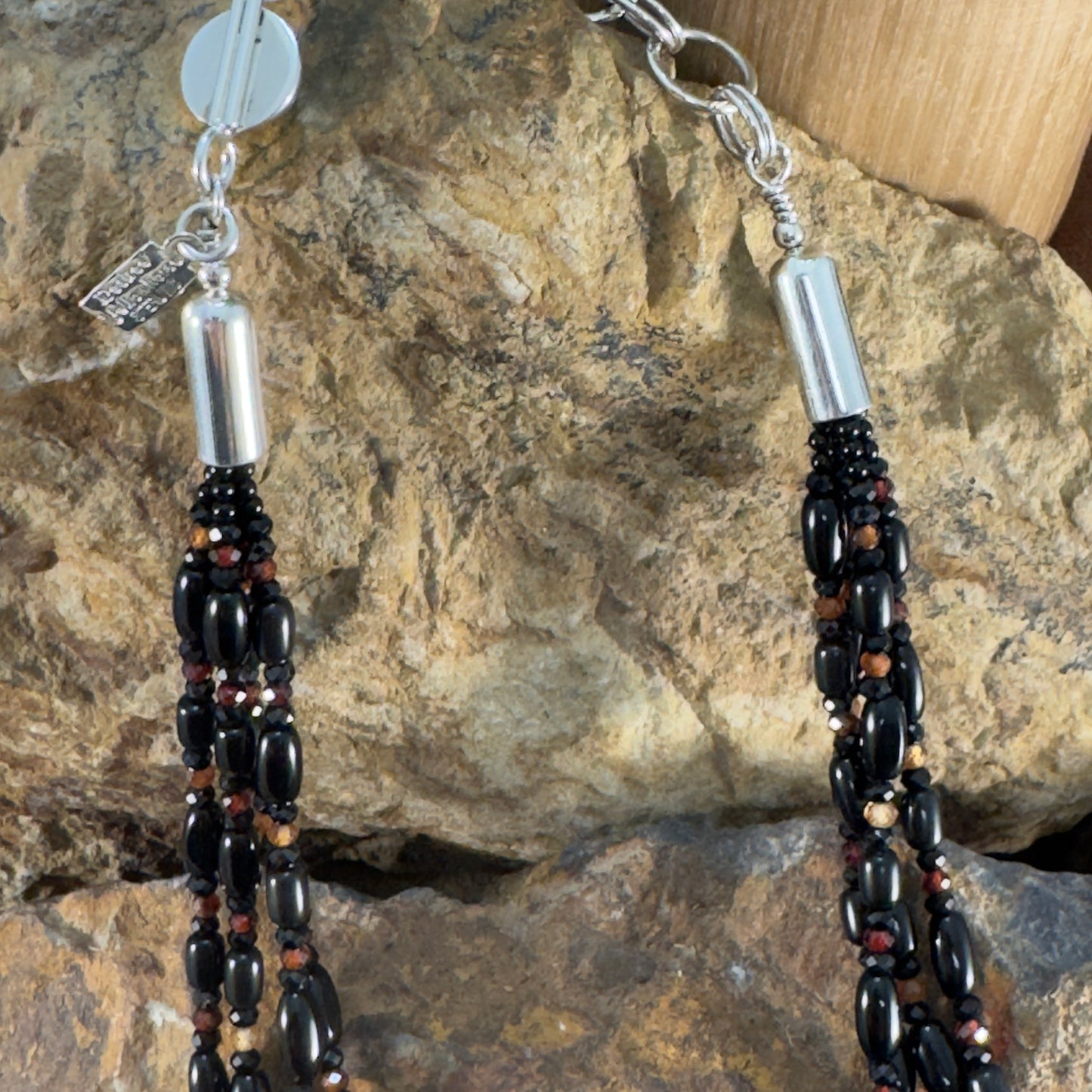 Black Onyx & Garnet Beaded Necklace by Artie Yellowhorse