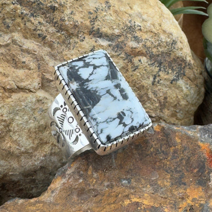 White Buffalo Sterling Silver Ring by Murphy Platero - Size 11.5