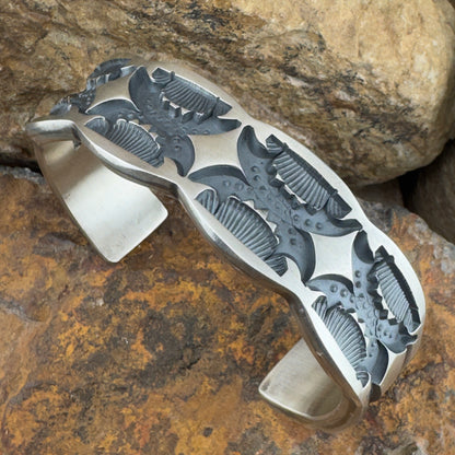 Traditional Sterling Silver Cuff Bracelet by Jerald Tahe