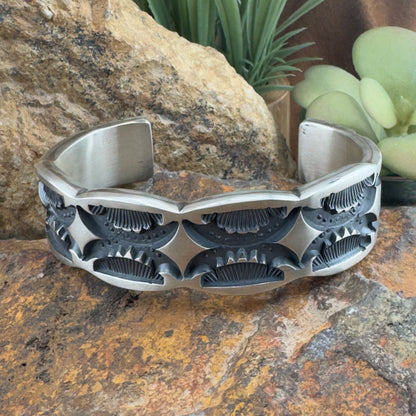 Traditional Sterling Silver Cuff Bracelet by Jerald Tahe