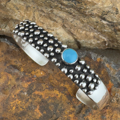 Million Drops Sleeping Beauty Turquoise Sterling Silver Cuff Bracelet by Ray Coriz