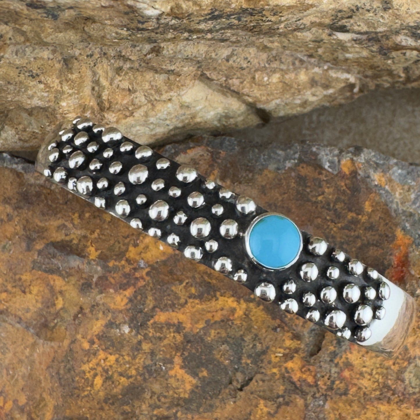 Million Drops Sleeping Beauty Turquoise Sterling Silver Cuff Bracelet by Ray Coriz