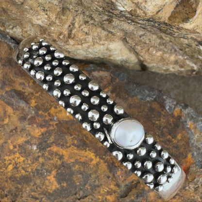 Million Drops Fresh Water Pearl Sterling Silver Cuff Bracelet by Ray Coriz
