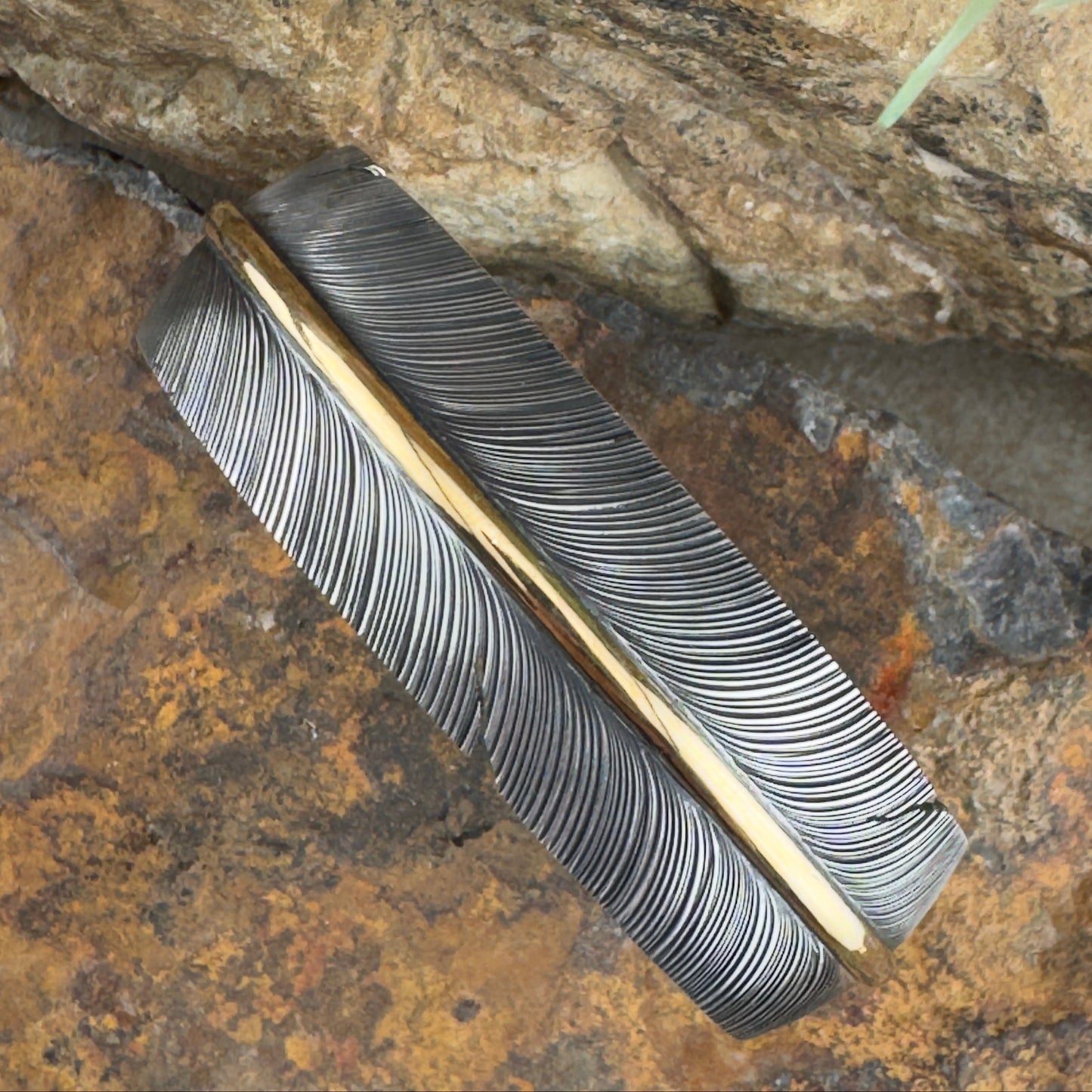 Sterling Silver Feather Cuff Bracelet w/ Gold Fill by Angela Martin