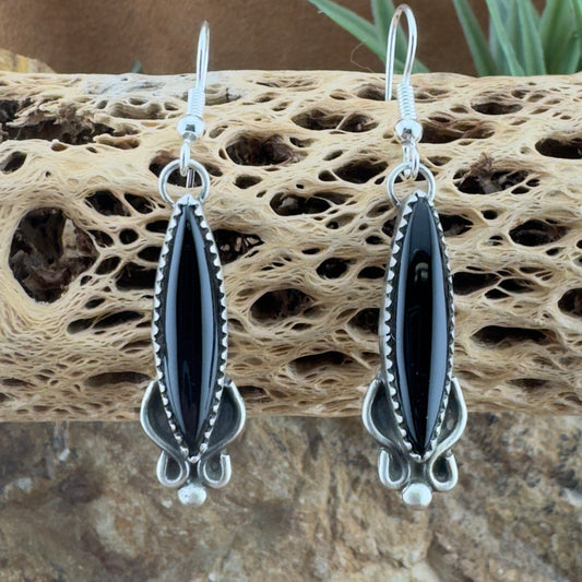 Black Onyx Marquise Dangle Earrings by Mary Tso