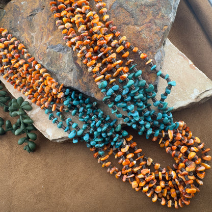 Multi-Strand Spiny Oyster & Turquoise Necklace by Daniel Coriz