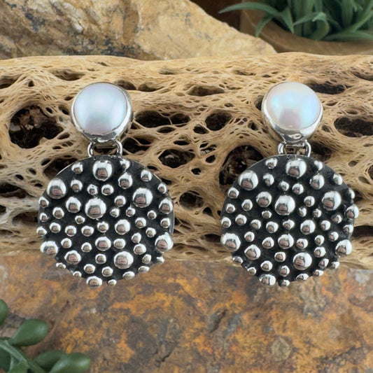 Million Drops Fresh Water Pearl Sterling Silver Earrings by Ray Coriz