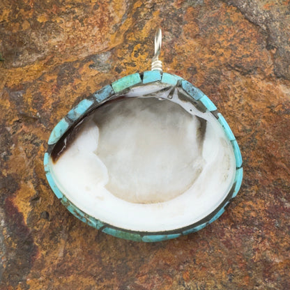 Turquoise & Shell Mosaic Pendants by Ronald Chavez, Santo Domingo Pueblo