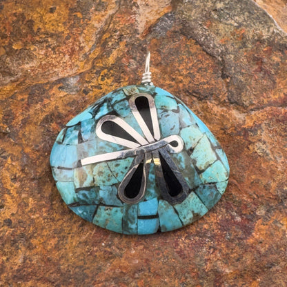Turquoise & Shell Mosaic Pendants by Ronald Chavez, Santo Domingo Pueblo