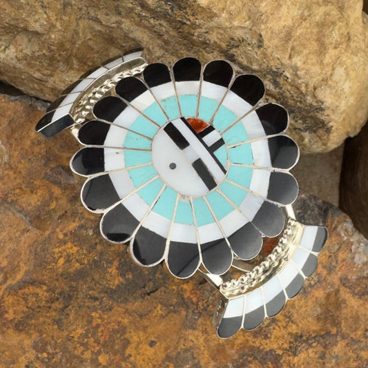 Zuni Sunface Inlay Cuff Bracelet by Vivianita Booqua