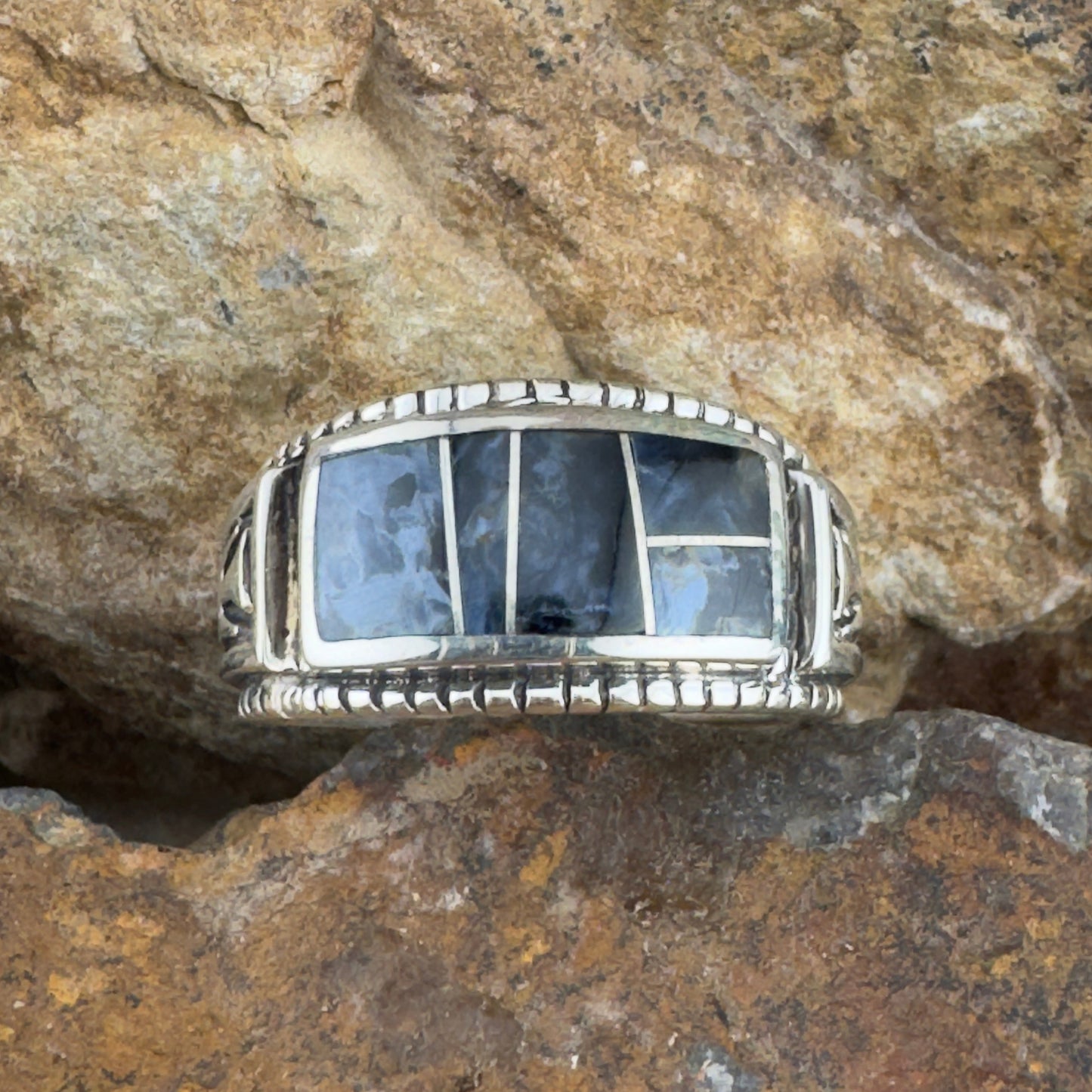 David Rosales Pietersite Inlaid Sterling Silver Ring