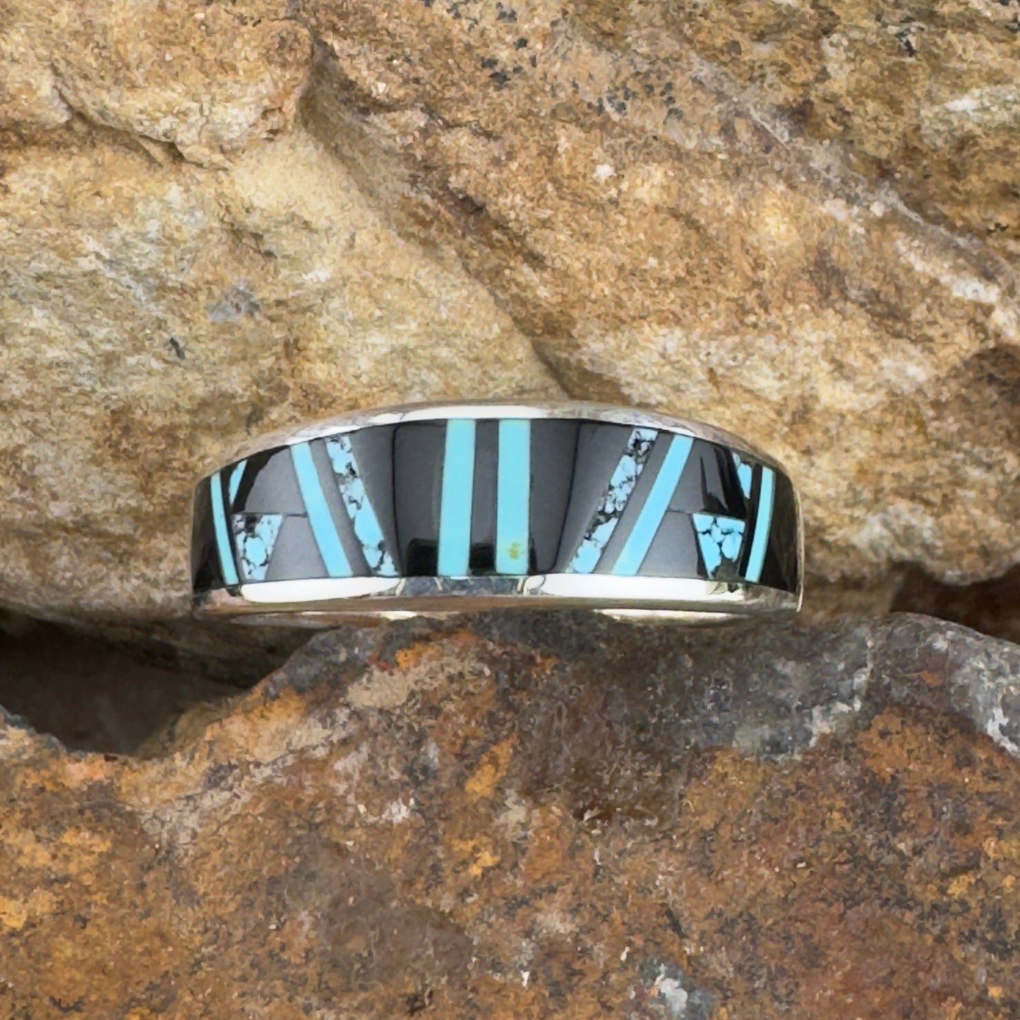 David Rosales Shadow Peak Inlaid Sterling Silver Ring