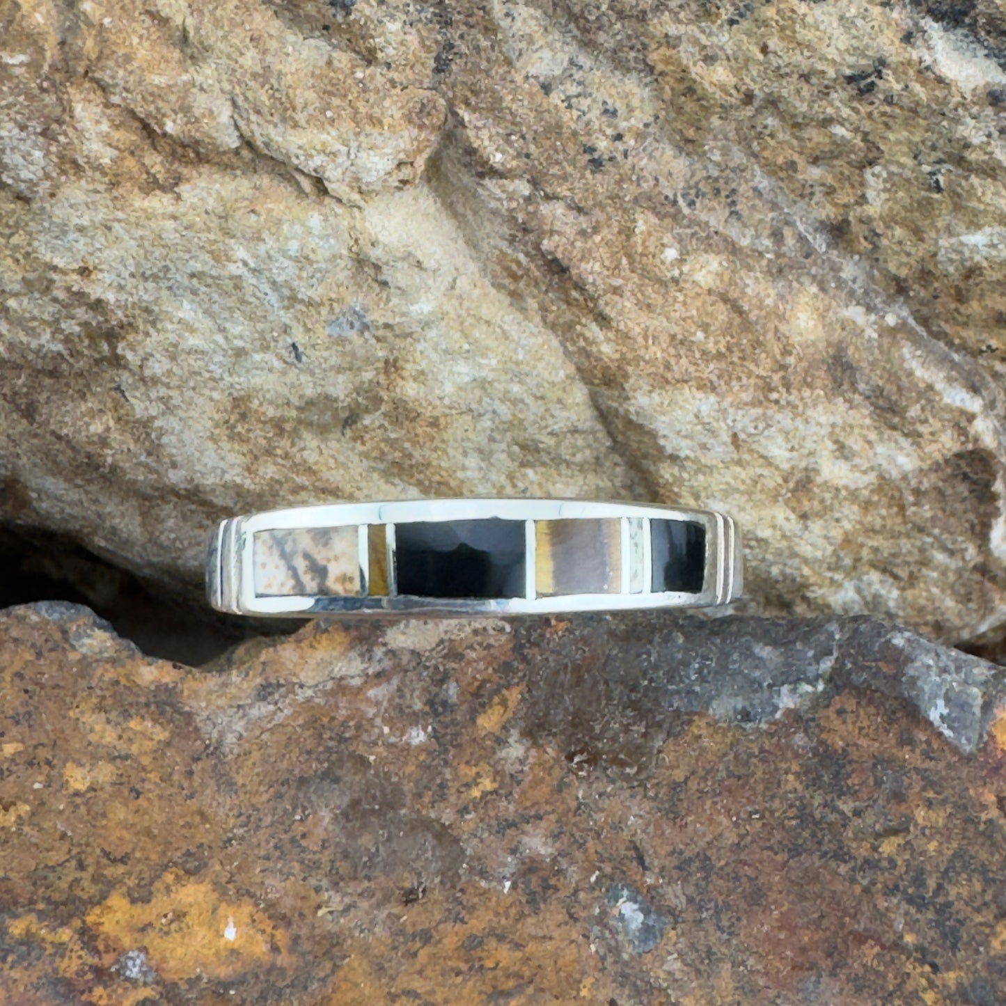 David Rosales Native Earth Inlaid Sterling Silver Ring