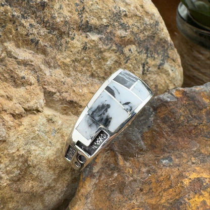 David Rosales White Buffalo Inlaid Sterling Silver Ring