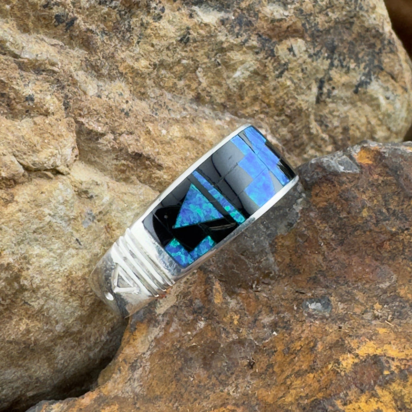 David Rosales Black Beauty Inlaid Sterling Silver Ring