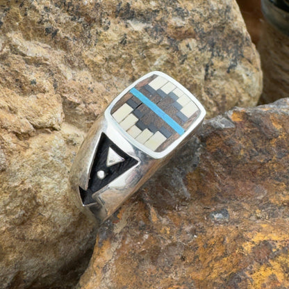 David Rosales Ironwood Inlaid Sterling Silver Ring