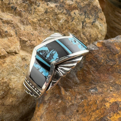 David Rosales Shadow Peak Inlaid Sterling Silver Ring