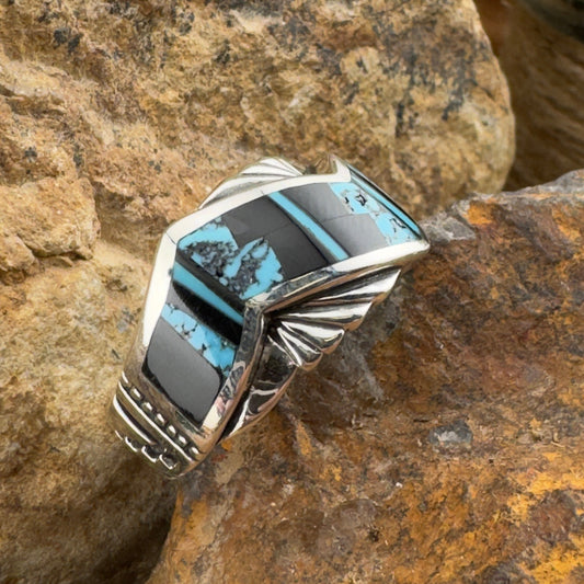 David Rosales Shadow Peak Inlaid Sterling Silver Ring