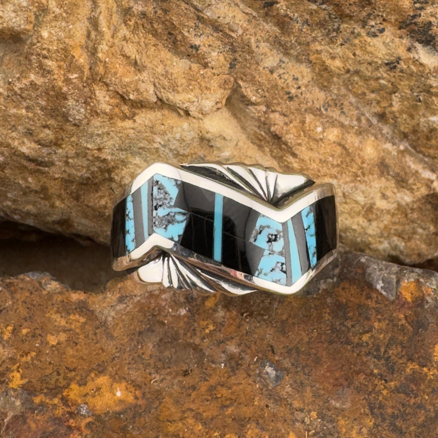 David Rosales Shadow Peak Inlaid Sterling Silver Ring