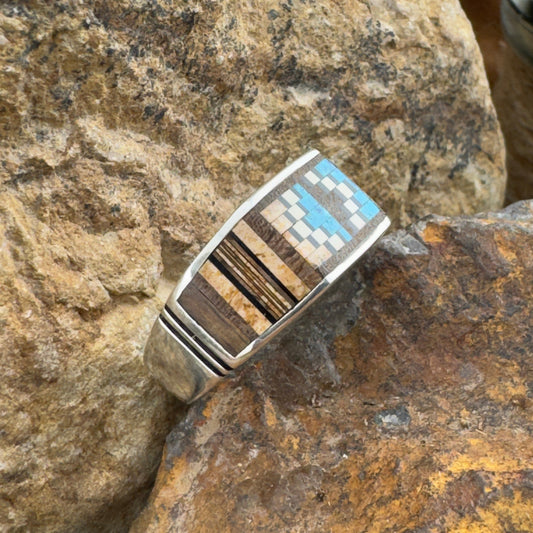 David Rosales Ironwood Inlaid Sterling Silver Ring
