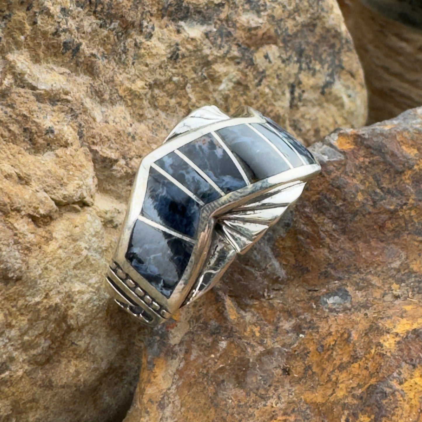 David Rosales Pietersite Inlaid Sterling Silver Ring
