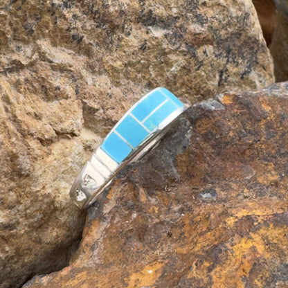 David Rosales Arizona Blue Inlaid Sterling Silver Ring
