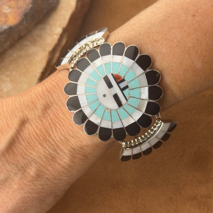 Zuni Sunface Inlay Cuff Bracelet by Vivianita Booqua