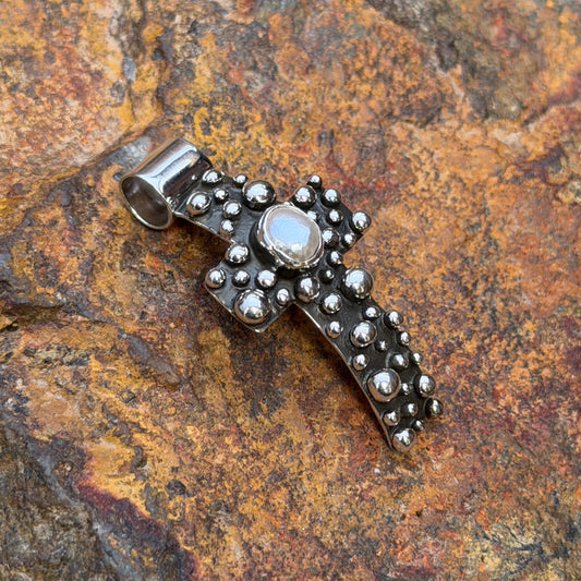 Million drop freshwater pearl cross by A douglas