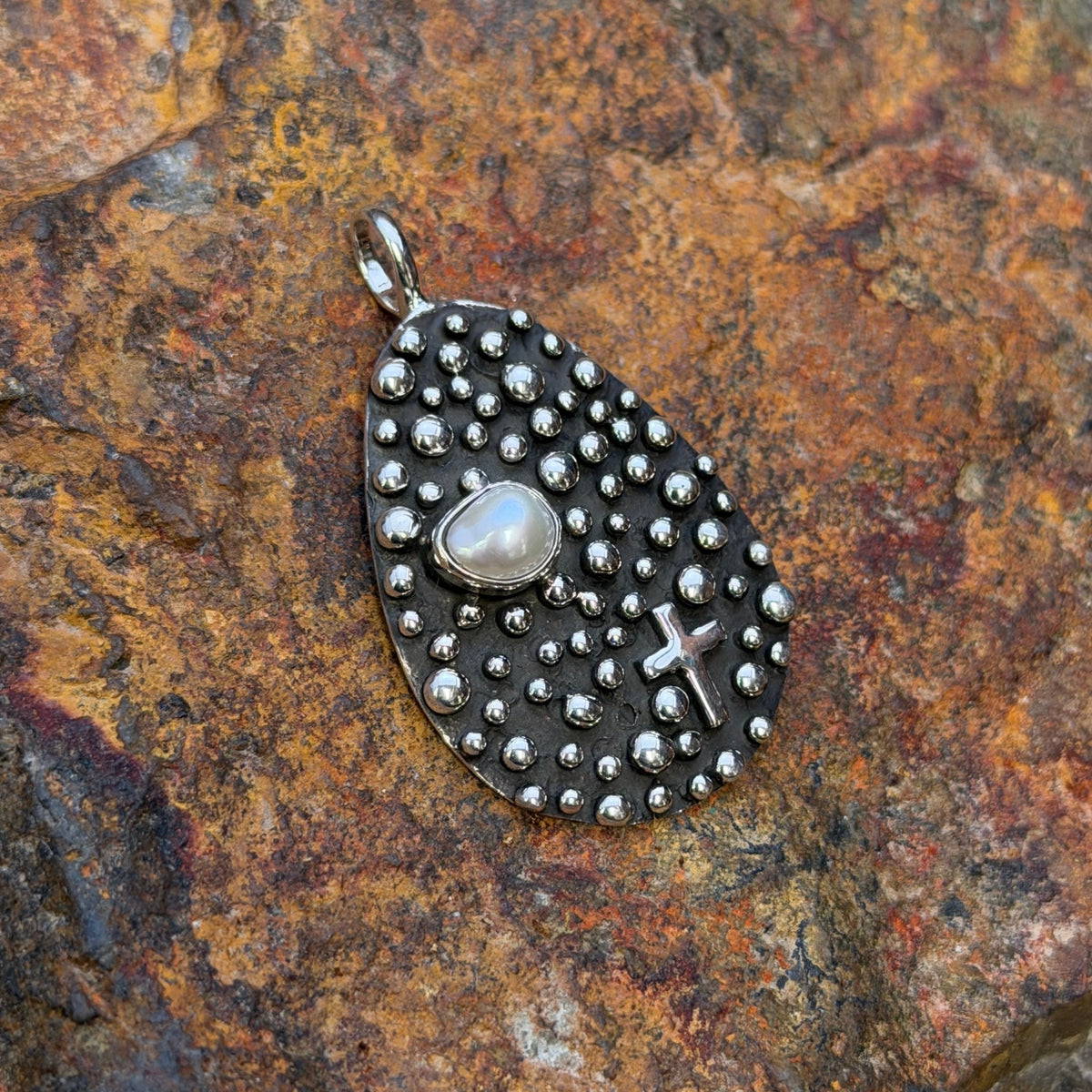 Million Drops Fresh Water Pearl Sterling Silver Pendant by Akee Douglas