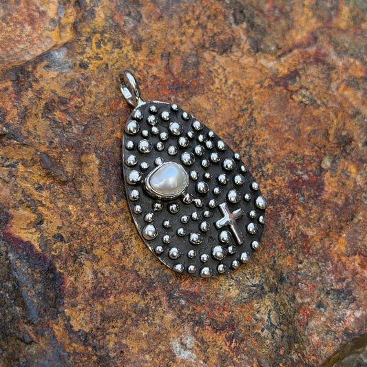 Million Drops Fresh Water Pearl Sterling Silver Pendant by Akee Douglas